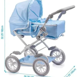 JC Toys - Berenguer Boutique, carrinho de boneca dobrável de luxo com dossel, azul