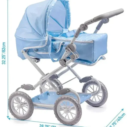 JC Toys - Berenguer Boutique, carrinho de boneca dobrável de luxo com dossel, azul