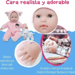 Jc Toys - Berenguer Boutique Soft Body Baby Doll Open/Close Eyes. Animal Theme Pink. Window Box