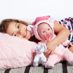 Jc Toys - Berenguer Boutique Soft Body Baby Doll Open/Close Eyes. Animal Theme Pink. Window Box