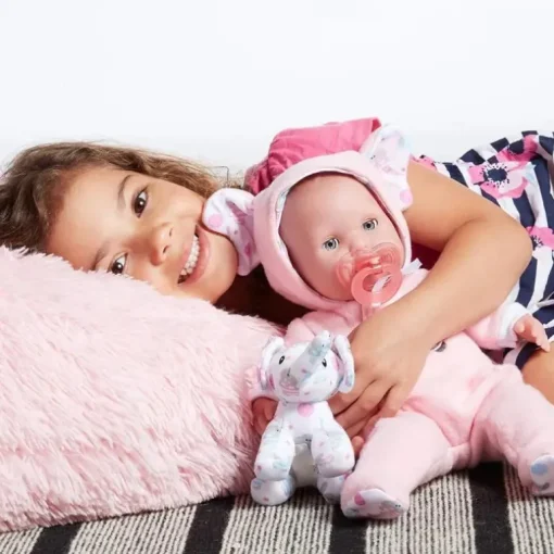 Jc Toys - Berenguer Boutique Soft Body Baby Doll Open/Close Eyes. Animal Theme Pink. Window Box