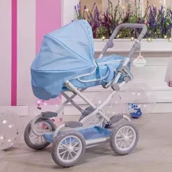 JC Toys - Berenguer Boutique, carrinho de boneca dobrável de luxo com dossel, azul
