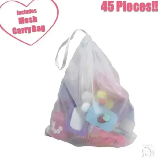 JC Toys - Bolsa de acessórios para berçário com 45 peças para brincar, maiores de 2 anos