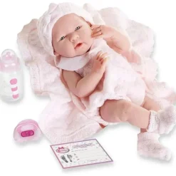 JC Toys - Boneca de menina real La recém-nascida roupa e acessórios de malha rosa, maiores de 2 anos