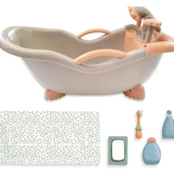 JC Toys - Conjunto de banho de trabalho real para bonecas, maiores de 2 anos, cores em tons de terra