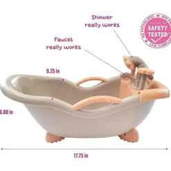JC Toys - Conjunto de banho de trabalho real para bonecas, maiores de 2 anos, cores em tons de terra