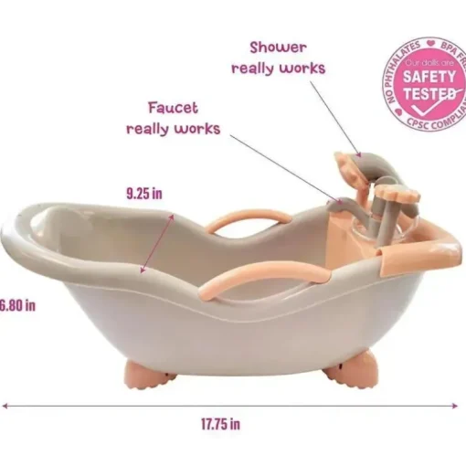 JC Toys - Conjunto de banho de trabalho real para bonecas, maiores de 2 anos, cores em tons de terra