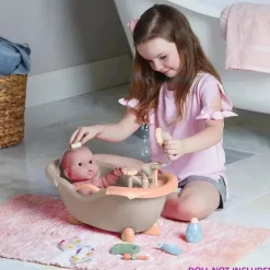 JC Toys - Conjunto de banho de trabalho real para bonecas, maiores de 2 anos, cores em tons de terra