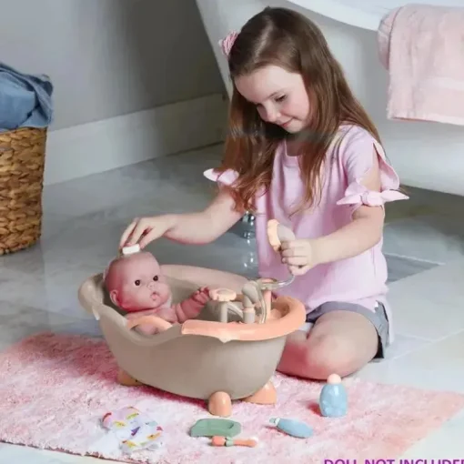 JC Toys - Conjunto de banho de trabalho real para bonecas, maiores de 2 anos, cores em tons de terra