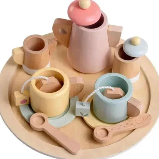 JC Toys - Conjunto de chá de 12 peças em madeira real, coleção Parfait, maiores de 3 anos, brinquedos Twiggly