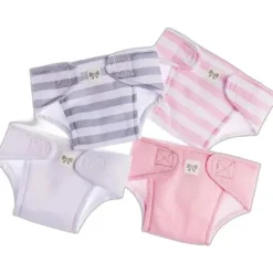 JC Toys - Fraldas ecológicas laváveis ​​e reutilizáveis ​​para bonecas, pacote com 4 para bonecas de 14 a 18 anos, rosa