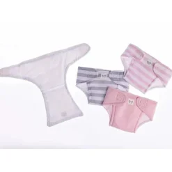 JC Toys - Fraldas ecológicas laváveis ​​e reutilizáveis ​​para bonecas, pacote com 4 para bonecas de 14 a 18 anos, rosa