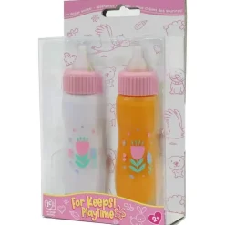JC Toys - Garrafas mágicas desaparecidas de luxo, cabe em todas as bonecas, leite e suco, maiores de 2 anos, rosa