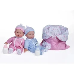 JC Toys - La Baby 11 Bonecas Gêmeas de Corpo Macio, Roupas Removíveis e Saco de Dormir Reversível e Acessórios