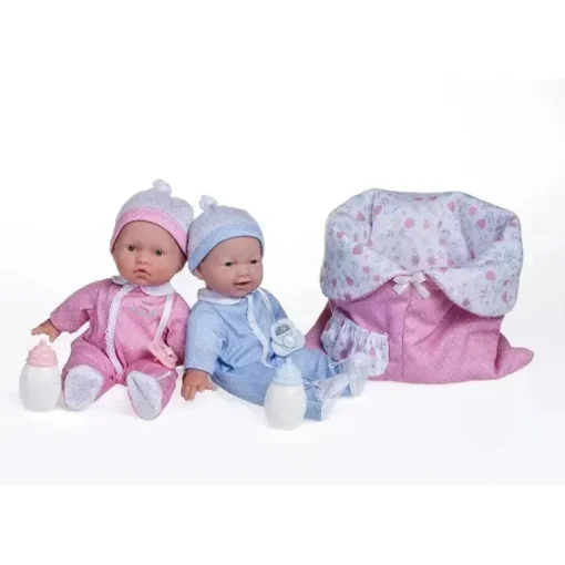 JC Toys - La Baby 11 Bonecas Gêmeas de Corpo Macio, Roupas Removíveis e Saco de Dormir Reversível e Acessórios