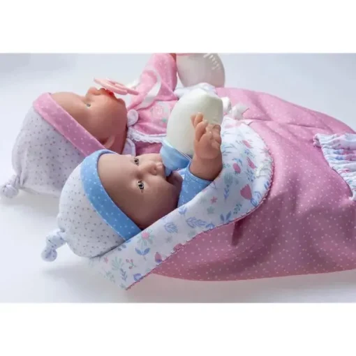 JC Toys - La Baby 11 Bonecas Gêmeas de Corpo Macio, Roupas Removíveis e Saco de Dormir Reversível e Acessórios