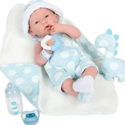 JC Toys - La Newborn totalmente em vinil anatomicamente correto Real Boy 15, desenhado por Berenguer, azul com pontos