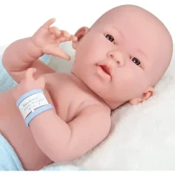 JC Toys - La Newborn totalmente em vinil anatomicamente correto Real Boy 15, desenhado por Berenguer, azul com pontos