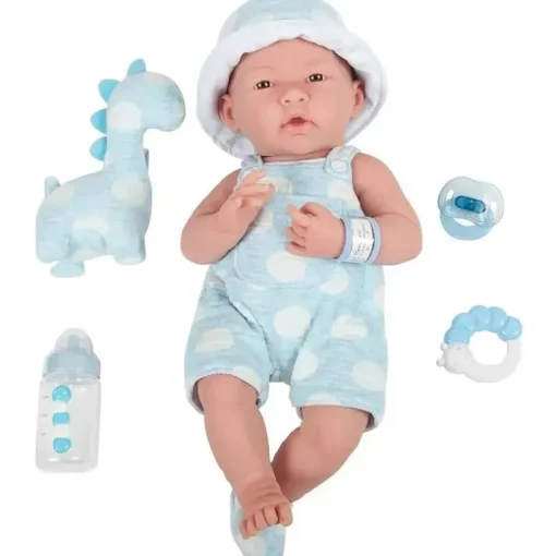 JC Toys - La Newborn totalmente em vinil anatomicamente correto Real Boy 15, desenhado por Berenguer, azul com pontos