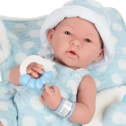 JC Toys - La Newborn totalmente em vinil anatomicamente correto Real Boy 15, desenhado por Berenguer, azul com pontos