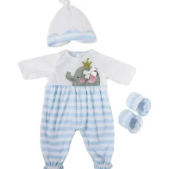 JC Toys - Roupa de boneca Berenguer Boutique, macacão longo listrado azul com bandana e botas, maiores de 2 anos