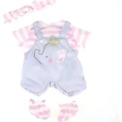 JC Toys - Roupa de boneca Berenguer Boutique, macacão cinza com listras rosa, maiores de 2 anos