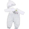 JC Toys - Roupa de boneca Berenguer Boutique, macacão longo listrado cinza, maiores de 2 anos