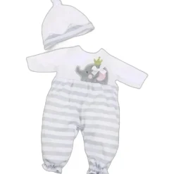 JC Toys - Roupa de boneca Berenguer Boutique, macacão longo listrado cinza, maiores de 2 anos