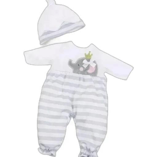 JC Toys - Roupa de boneca Berenguer Boutique, macacão longo listrado cinza, maiores de 2 anos