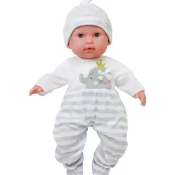 JC Toys - Roupa de boneca Berenguer Boutique, macacão longo listrado cinza, maiores de 2 anos