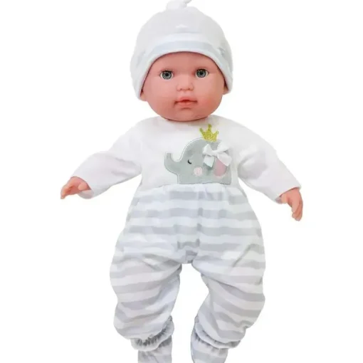 JC Toys - Roupa de boneca Berenguer Boutique, macacão longo listrado cinza, maiores de 2 anos