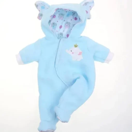 JC Toys - Roupa de boneca Berenguer Boutique, macacão com capuz com tema de elefante azul, maiores de 2 anos