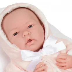 Jc Toys La Newborn todo em vinil com casaco e roupa rosa com amigo animal
