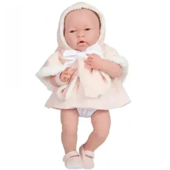 Jc Toys La Newborn todo em vinil com casaco e roupa rosa com amigo animal