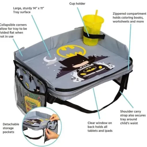 JL Childress - Bandeja de viagem 3 em 1 do Batman da DC Comics, bolsa de viagem e suporte para tablet