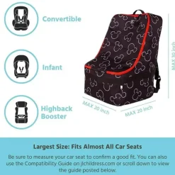 JL Childress - Mochila Disney Baby Ultimate PREMIUM Bolsa de viagem acolchoada para assento de carro, Mickey Mouse
