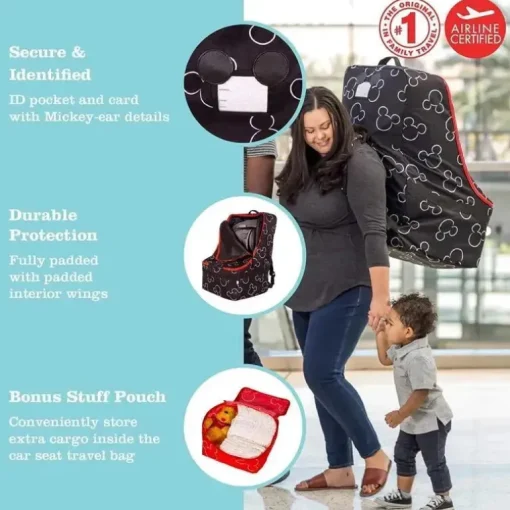 JL Childress - Mochila Disney Baby Ultimate PREMIUM Bolsa de viagem acolchoada para assento de carro, Mickey Mouse