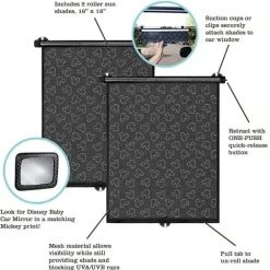 JL Childress - 2Pk Disney Baby Pull-Down Toldo para Carro, Mickey