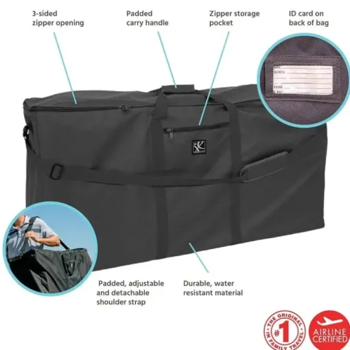 J.L. Childress - Single & Double Stroller Travel Bag - Black