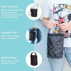 JL Childress Twocool Double Bottle Cooler com bolsa de gelo, Mickey Black