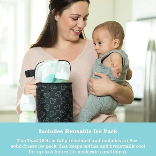 JL Childress Twocool Double Bottle Cooler com bolsa de gelo, Mickey Black