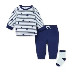 Jogger Little Me Baby Boy Star Stripe, conjunto de 3 peças