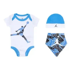 Jordan - Conjunto de babador e gorro com 3 unidades de macacão e bandana para bebê menino, branco