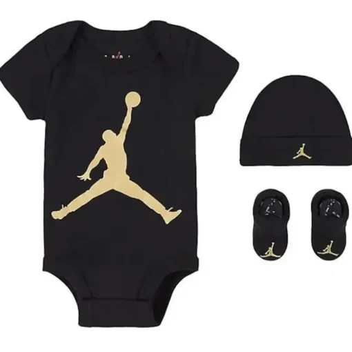Jordan Baby - Conjunto básico 3Pk preto e dourado