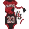 Jordan Baby - 3Pk Boys Bodysuits AJ, vermelho, preto e branco