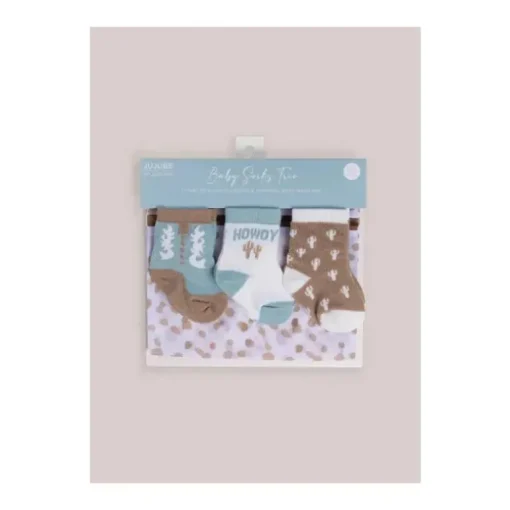 Jujube - Trio de meias para bebê, Howdy Partner Blue