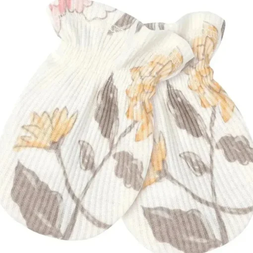 Just Born - Conjunto de bonés e luvas de 4 peças para bebês meninasMittens, Dusty Pink e Floral, 0-6M
