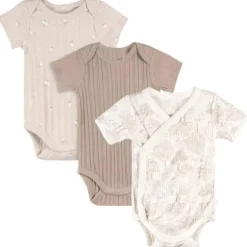 Just Born - 3Pk Baby Bodysuit Neutral Brown Prints