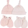Just Born - 4Pk Hat And Cuff Mitten Set Baby Girl 0-6M Pink