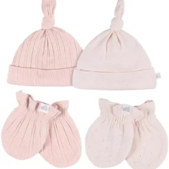 Just Born - 4Pk Hat And Cuff Mitten Set Baby Girl 0-6M Pink